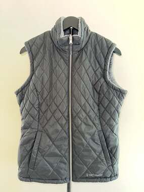 Free Country Women's Quilted Full Zip Vest Black Sherpa Lined Size L